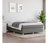 vidaXL Estructura de Cama con Somier, Somier de Matrimonio de Listones, Base de Cama Tapizada, Mueble para Dormitorio Hogar, Tela Gris Oscuro 140x190 cm