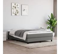 vidaXL Estructura de Cama con Somier, Somier de Matrimonio de Listones, Base de Cama Tapizada, Mueble para Dormitorio Hogar, Tela Gris Oscuro 140x190 cm