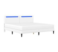 vidaXL Estructura de cama Multitalla con cabecera y tiras LED cuero sintético Blanco 180x200 cm