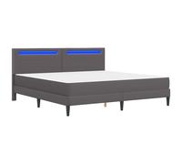vidaXL Estructura de cama moderna con tiras LED y cabecera, cuero sintético, Gris 180 x 200 cm