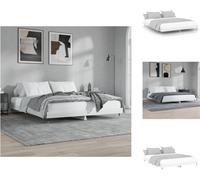vidaXL Estructura de cama de alta brillo, color blanco, 140x200 cm, fabricada en material de madera. - Camas y estructuras de cama