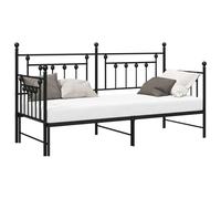 vidaXL Estructura de Cama de día Negro 75 x 190 cm Acero, Asiento contemporáneo, Cama Moderna, Estilo, compacta, Urbana, Extra para Dormir, Marco ahorrador de Espacio