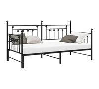 vidaXL Estructura de Cama de día Negro 90 x 200 cm Acero | Incluye un nido que brinda más espacio para dormir, Hecho de metal duradero para un uso prolongado,
