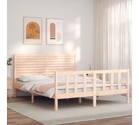vidaXL Estructura de cama de matrimonio con cabecero madera maciza