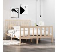 vidaXL Estructura de cama de matrimonio madera maciza 135x190 cm