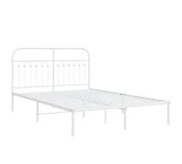 vidaXL Estructura de Cama de Metal con cabecero Blanca 135x190 cm, armazón de Cama, Cama, Estructura de Cama de Metal, Marco de Cama