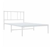 vidaXL Estructura de Cama de Metal con cabecero Blanco 90x200 cm, armazón de Cama, Cama, Muebles de Dormitorio, Marco de Cama, Cama Individual