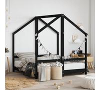 vidaXL Estructura de cama de niños madera de pino negro 2x(70x140) cm