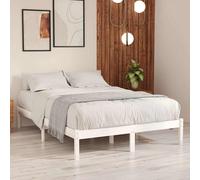 vidaXL Estructura de cama doble sin colchón madera maciza blanco