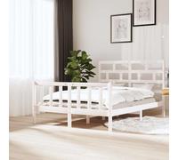 vidaXL Estructura de cama doble sin colchón madera maciza blanco