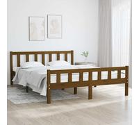 vidaXL Estructura de cama doble sin colchón madera maciza marrón miel