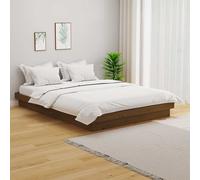 vidaXL Estructura de cama doble sin colchón madera maciza marrón miel