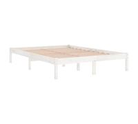 vidaXL Estructura de Cama Dormitorio Habitación Muebles Mobiliario Cuarto Descanso Robusta Duradera Blanca Doble RU 135x190 cm Madera Pino