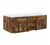 vidaXL Marco de Cama Loft con Armario con Puerta 3 uds. Roble Ahumado