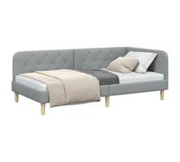 vidaXL Estructura de Cama en Esquina Gris Claro 100 x 200 cm Tela, Sofá Cama Moderno, de Esquina Rectangular, tapizado Espacios compactos, Optimiza tu hogar