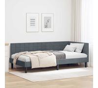 vidaXL Estructura de Cama en Esquina Gris Oscuro 100 cm x 200 cm, Cama Moderna Minimalista, Cama esquinerita de Terciopelo, Mueble ahorrador de Espacio, solución L
