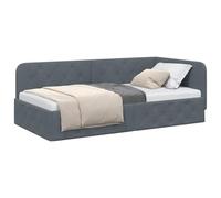 vidaXL Estructura de Cama en Esquina Gris Oscuro 100 x 200 cm, Cama-sofá Rectangular Moderna, versátil y Duradera, tapizado de Terciopelo, ¡Mueble Elegante para el Dormitorio