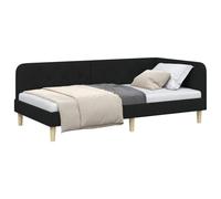 vidaXL Estructura de Cama en Esquina Negro 90 x 190 cm Tela, Sofá Cama Moderno, de Esquina Rectangular, tapizado Espacios compactos, Optimiza tu hogar