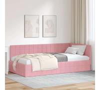 vidaXL Estructura de cama en esquina Rosa 90 x 200 cm Terciopelo
