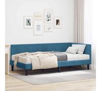 vidaXL Estructura de Cama Esquina con Colchón 2 pcs Azul Terciopelo