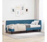 vidaXL Estructura de Cama Esquina con Colchón 2 pcs Azul Terciopelo