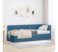 vidaXL Estructura de Cama Esquina con Colchón 2 pcs Azul Terciopelo