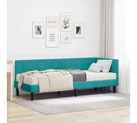 vidaXL Estructura de Cama Esquina con Colchón 2 pcs Tuquesa Terciopelo
