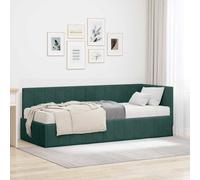 vidaXL Estructura de Cama Esquina con Colchón 2 pcs Verde Terciopelo