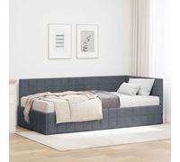 vidaXL Estructura de cama con cabecero y colchón, 2 unidades, gris, terciopelo
