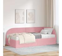 vidaXL Estructura de Cama Esquina con Colchón 2 uds. Rosa 90 x 200 cm