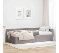 vidaXL: Estructura de cama con somier y colchón. Varios artículos. 2 unidades. Color: beige. Material: tela