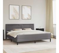 vidaXL Estructura de cama moderna con tiras LED y cabecera, cuero sintético, Gris 180 x 200 cm
