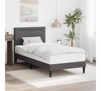 vidaXL Estructura de cama Gris 90 x 190 cm Cuero sintético