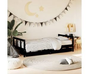 vidaXL Estructura de cama infantil con cajones madera negro 90x190 cm