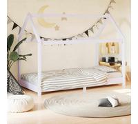 vidaXL Estructura de cama infantil de madera maciza de pino 70x140 cm en color Marrón/Gris/Blanco