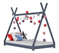 vidaXL Estructura de cama infantil madera maciza de pino gris 70x140 cm