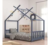 vidaXL Estructura de cama infantil madera maciza pino gris 70x140 cm