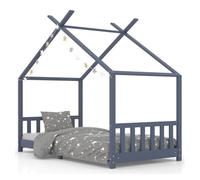 Vidaxl estructura de cama infantil madera maciza pino gris 90x200 cm