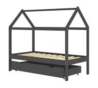 vidaXL Cama infantil con cajón Estructura madera de pino Gris 80x160 cm