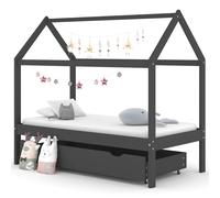 vidaXL Cama infantil con cajón Estructura madera de pino Gris 80x160 cm