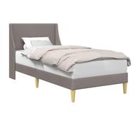 vidaXL Estructura de Cama Liso con cabecera Taupé 90 x 190 cm Tela, Cama Moderna, Diseño Rectangular, Tapizada en Tela, Mueble Funcional, Base Compacta y Elegante