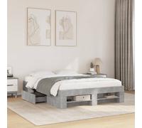 Estructura de cama gris hormigón, 135x190 cm, fabricada en material de madera