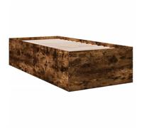 vidaXL Estructura de Cama Madera de ingeniería Roble Humo 75x190 cm, Muebles de Dormitorio, Camas, Cama Individual, Cama, somier, Cama de Panel