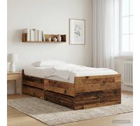 vidaXL Estructura de cama Madera envejecida Madera de pino macizo