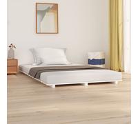 Cama de madera maciza blanca, 120x190 cm, pino