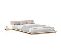 vidaXL Estructura de Cama Marrón 135 x 190 cm Madera, Configuración Moderna de Dormitorio, Cama Rectangular con mesita, Muebles Minimalistas para un Vivir Funcional