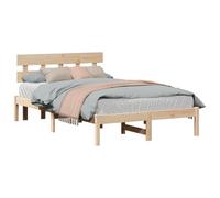 vidaXL Estructura de Cama Marrón 140 x 190 cm Madera Maciza de Pino, Cama Moderna de Madera sólida, con cabecera, Mueble Resistente, diseño práctico para tu Dormitorio