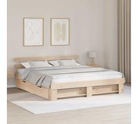 vidaXL Estructura de cama Marrón 200 x 200 cm Madera de pino macizo