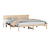 vidaXL Estructura de Cama Natural 180 x 200 cm Madera de Pino Macizo, Dormitorio Moderno con Cama de Madera sólida, diseño Minimalista, cabecero contemporáneo y Muebles funcionales