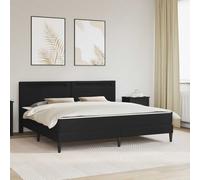 vidaXL Estructura de cama con tiras LED y cabecera - Cuero sintético Negro 180x200 cm